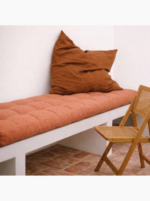 Coussin banc effet lin déperlant & anti-uv terracotta 120x40cm - Kiabi