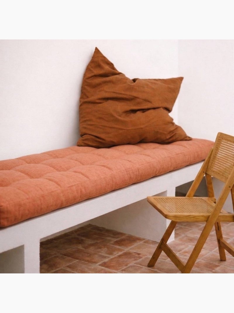 Coussin banc effet lin déperlant & anti-uv terracotta 120x40cm Terre cuite - Kiabi