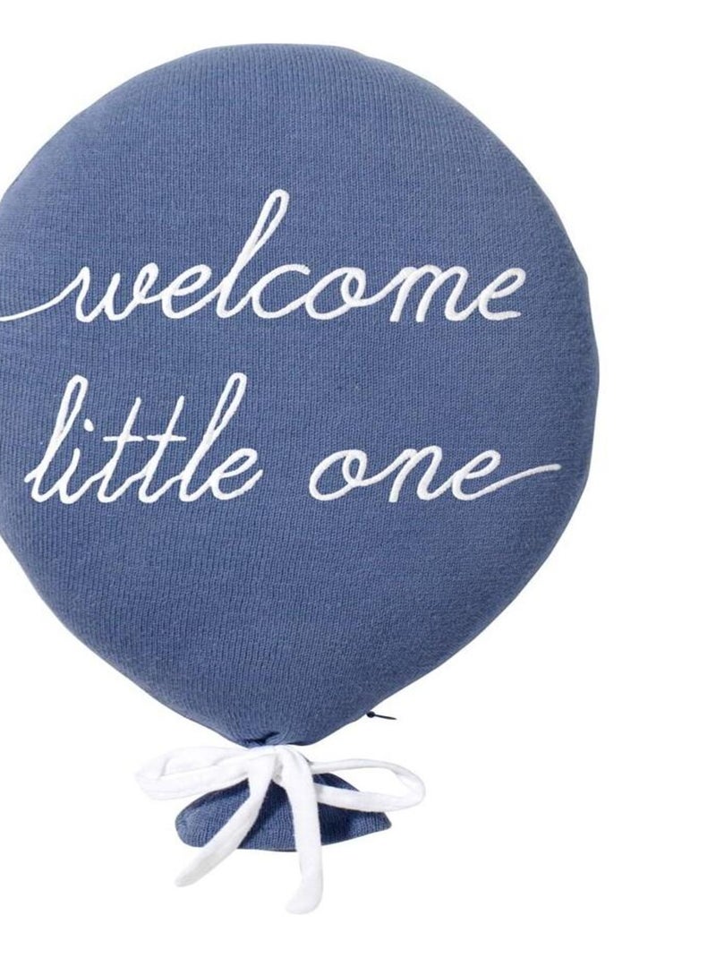 Coussin bébé en coton tricoté ballon "Welcome Little One" Bleu - Kiabi