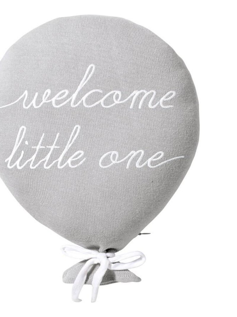 Coussin bébé en coton tricoté ballon "Welcome Little One" Gris - Kiabi