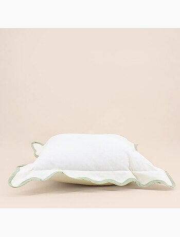 Coussin beige contour vagues 40x40cm