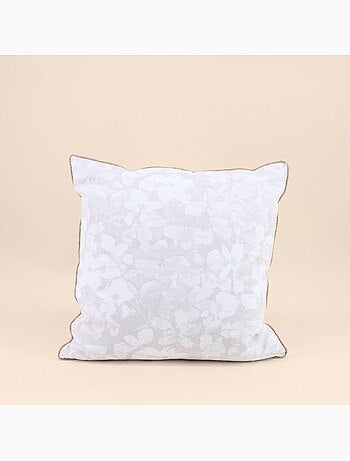 Coussin beige fleuri avec jute 40x40cm