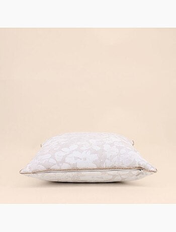 Coussin beige fleuri avec jute 40x40cm