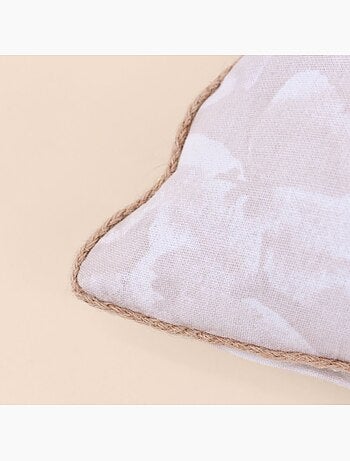 Coussin beige fleuri avec jute 40x40cm