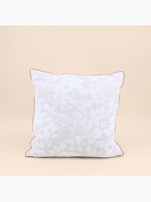 Coussin beige fleuri avec jute 40x40cm - Kiabi