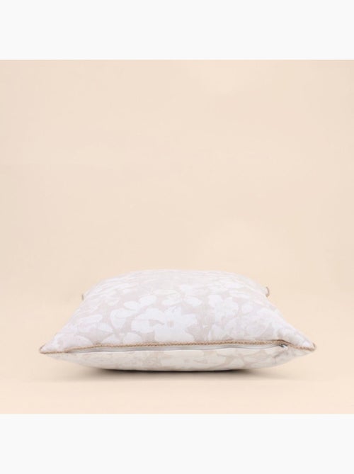 Coussin beige fleuri avec jute 40x40cm - Kiabi