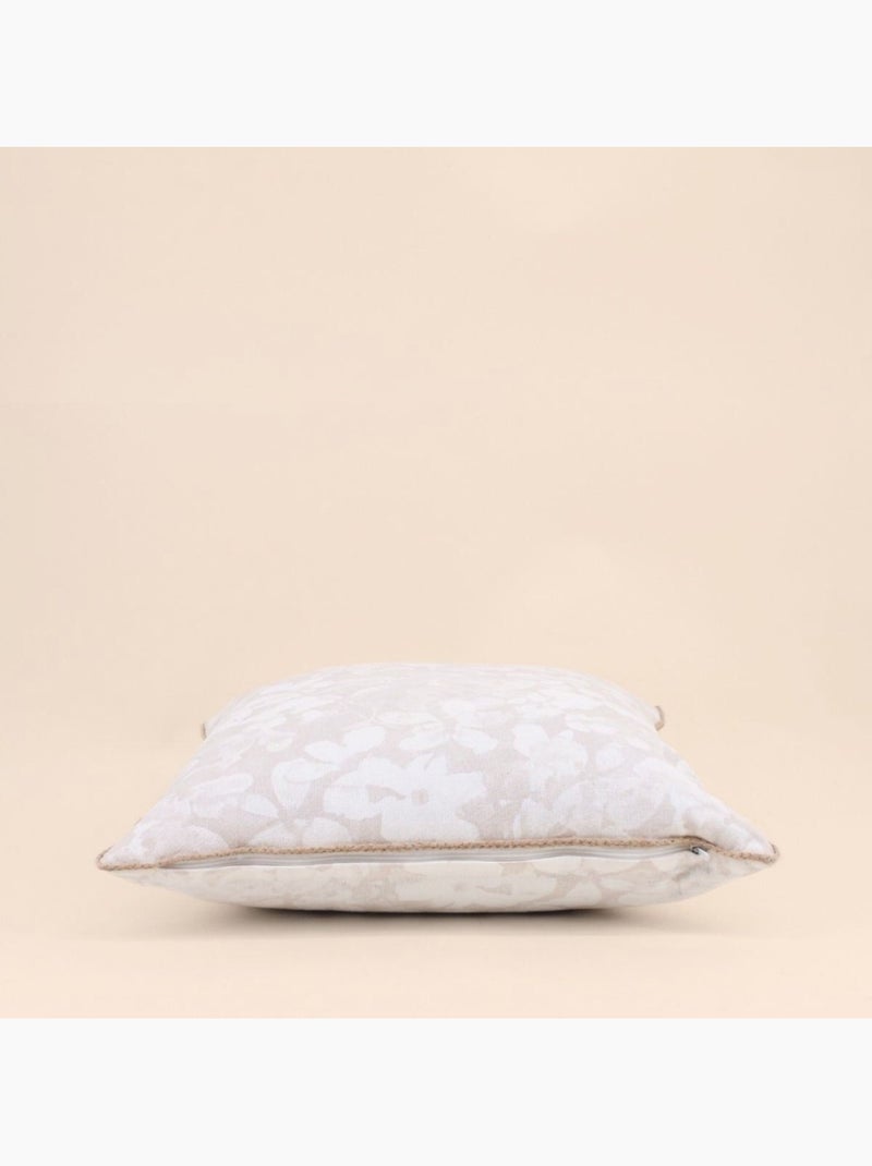 Coussin beige fleuri avec jute 40x40cm Beige - Kiabi