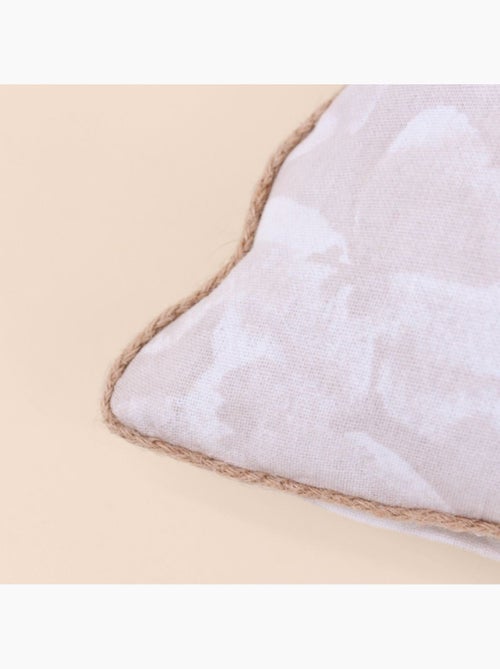 Coussin beige fleuri avec jute 40x40cm - Kiabi