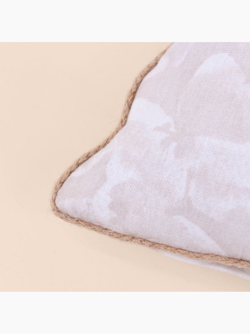 Coussin beige fleuri avec jute 40x40cm Beige - Kiabi