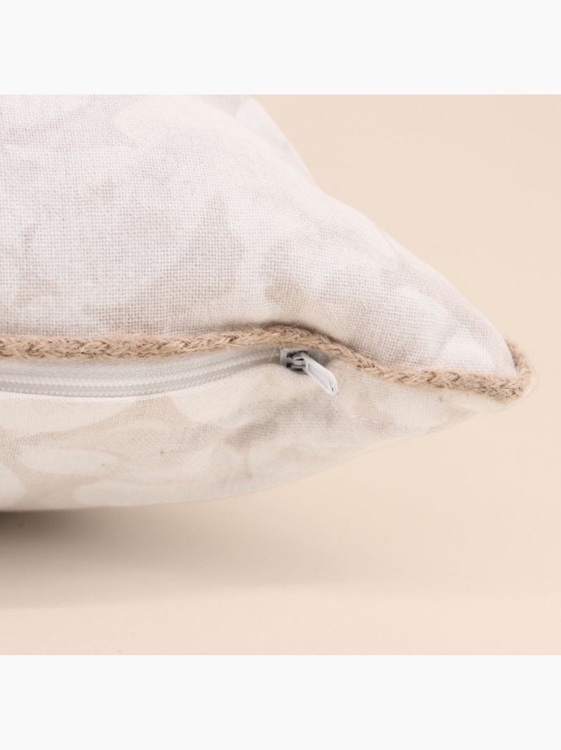 Coussin beige fleuri avec jute 40x40cm Beige - Kiabi