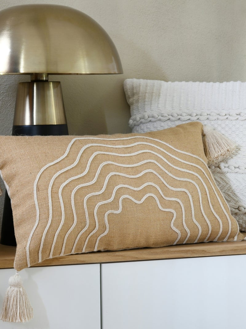 Coussin beige  rectangulaire avec relief Beige - Kiabi