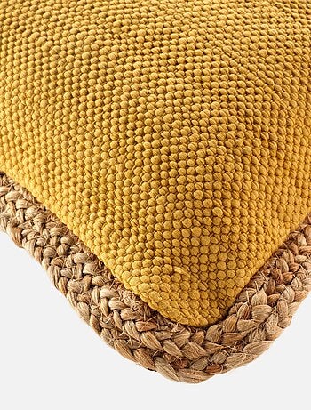 Coussin bifaces avec contour en jute
