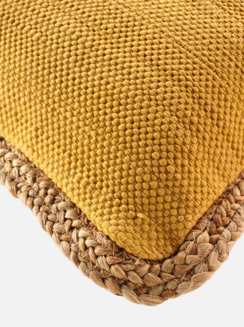 Coussin bifaces avec contour en jute - Kiabi