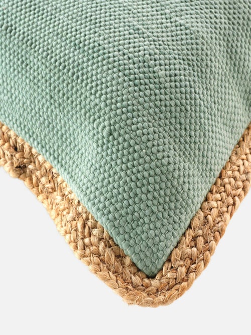 Coussin bifaces avec contour en jute - Kiabi