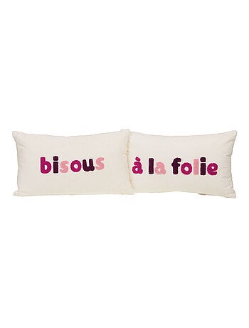 Coussin Bisous Folie – Un Message Tendre et Stylé (lot de 2)