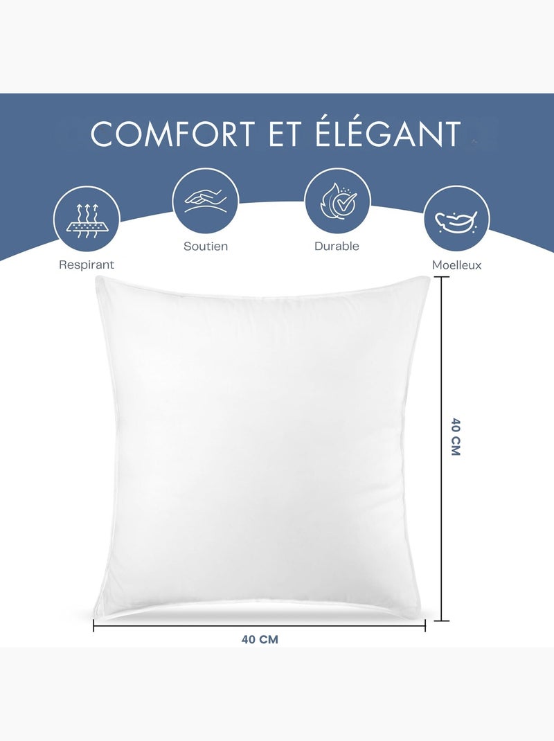 Coussin Blanc, Fibres Creuses Moelleuses, pour Canapé, Lit ou Décoration Blanc - Kiabi