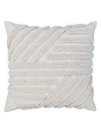 Coussin blanc strié géométrique 45 x 45 cm - House Nordic