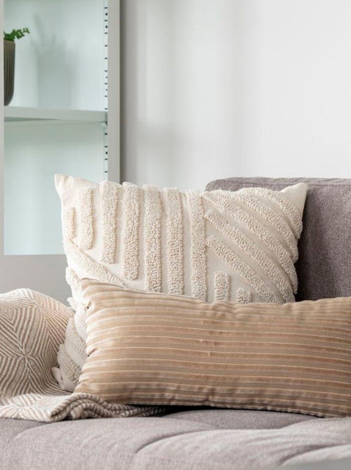 Coussin blanc strié géométrique 45 x 45 cm - House Nordic - Kiabi