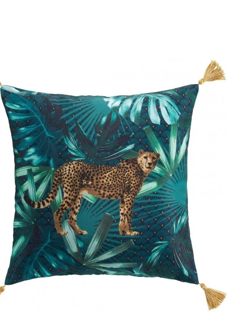 Coussin blue garden leopard Bleu - Kiabi