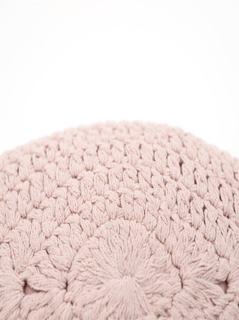 Coussin bohème coton crochet Plume Rose - Kiabi