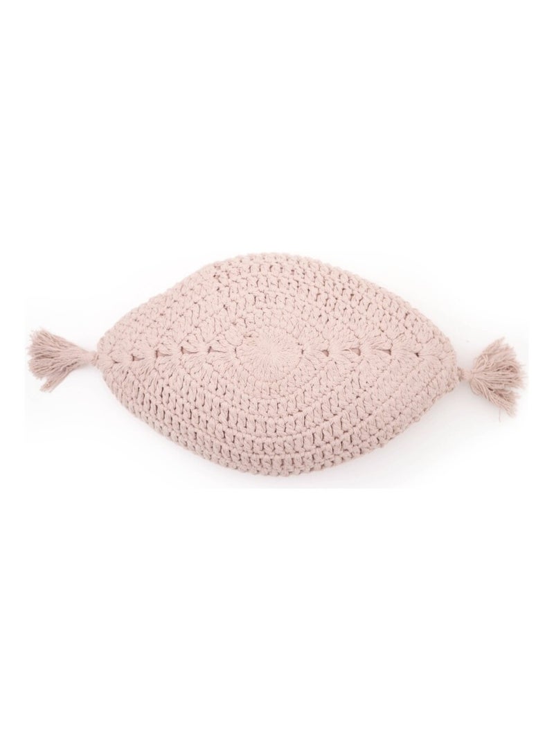 Coussin bohème coton crochet Plume Rose - Kiabi