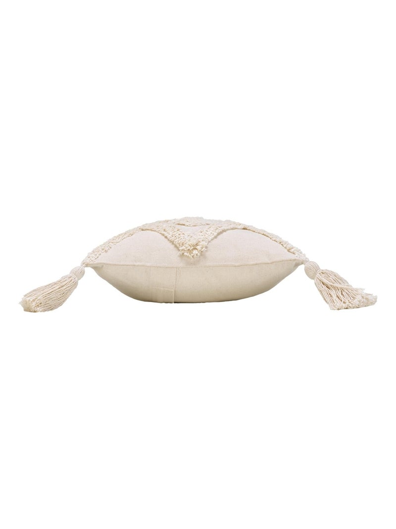 Coussin bohème tufté déhoussable Blanc cassé - Kiabi