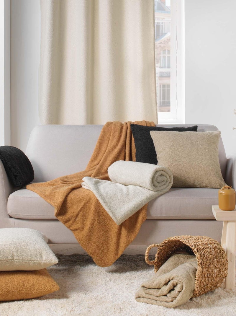 Coussin bouclette dehoussable Wooly Marron caramel - Kiabi