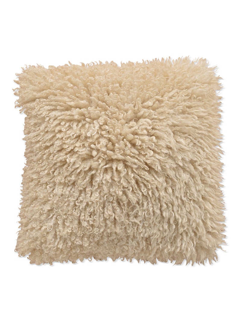 Coussin bouclette mouton ultra doux Beige - Kiabi