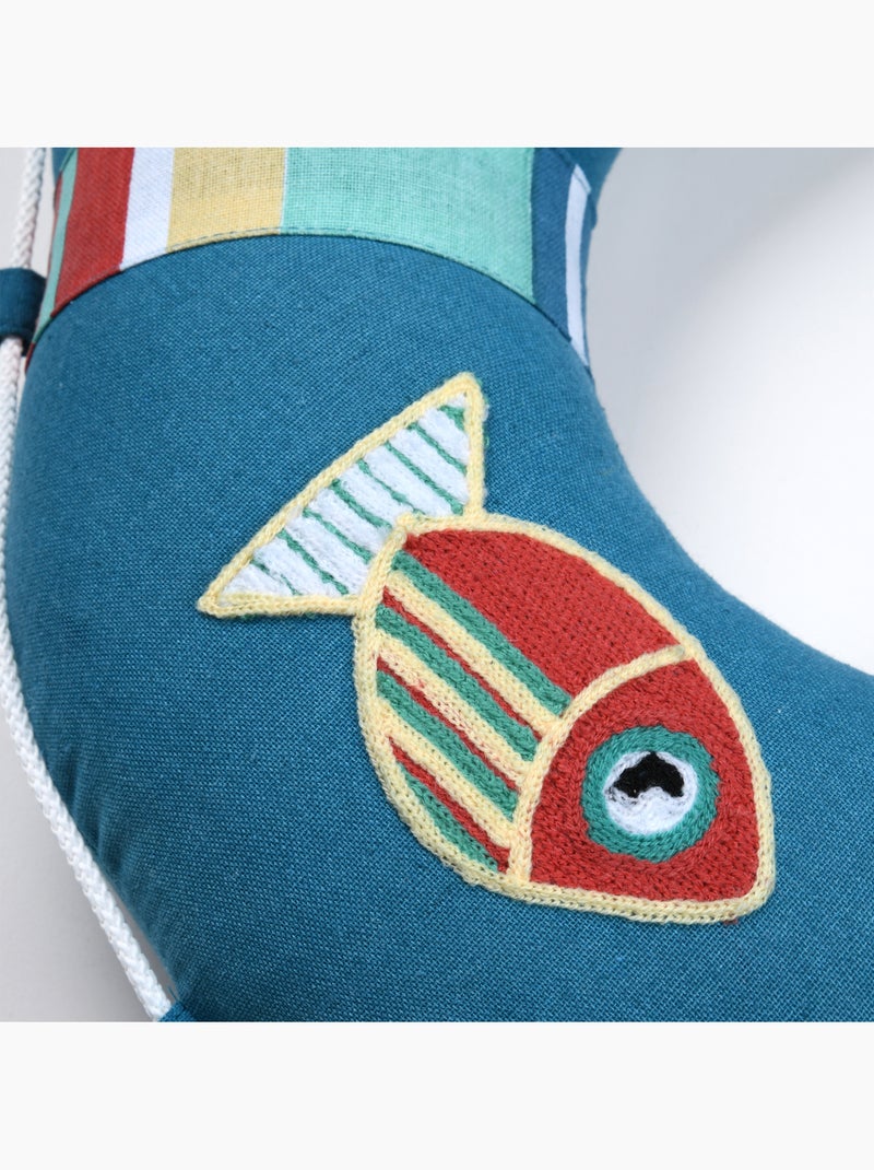 Coussin bouée polycoton Bleu - Kiabi
