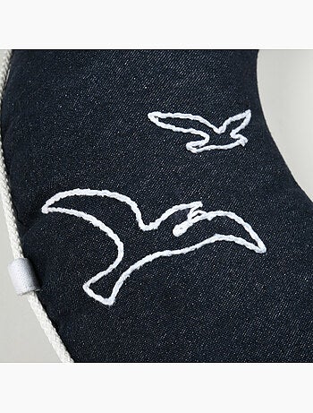 Coussin bouée polycoton décoratif esprit bord de mer