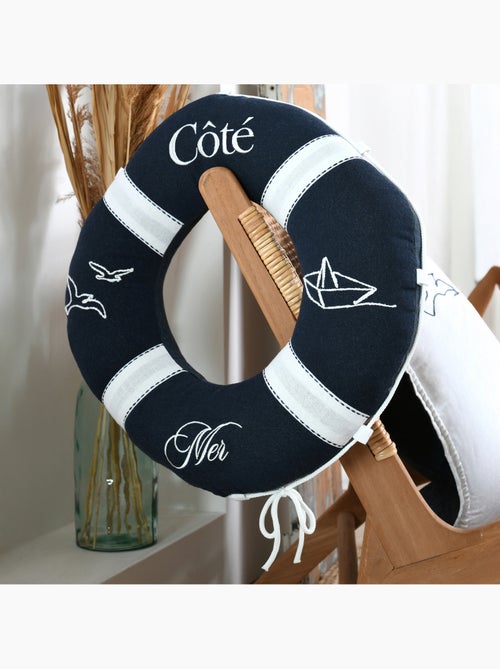 Coussin bouée polycoton décoratif esprit bord de mer - Kiabi