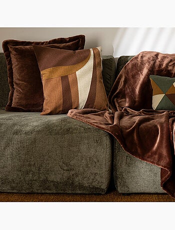 Coussin brodé à housse amovible en coton hary