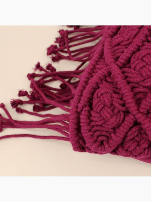 Coussin brodé avec franges rose 40x60cm - Kiabi