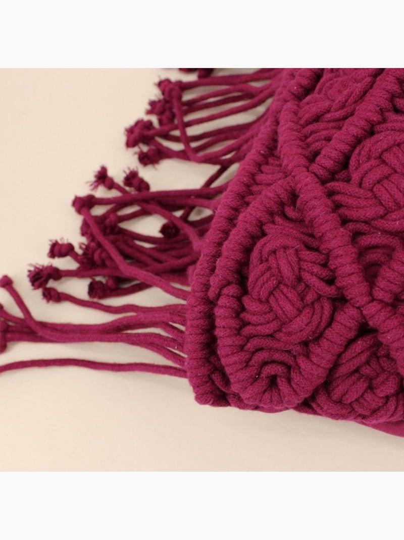 Coussin brodé avec franges rose 40x60cm Bordeaux - Kiabi