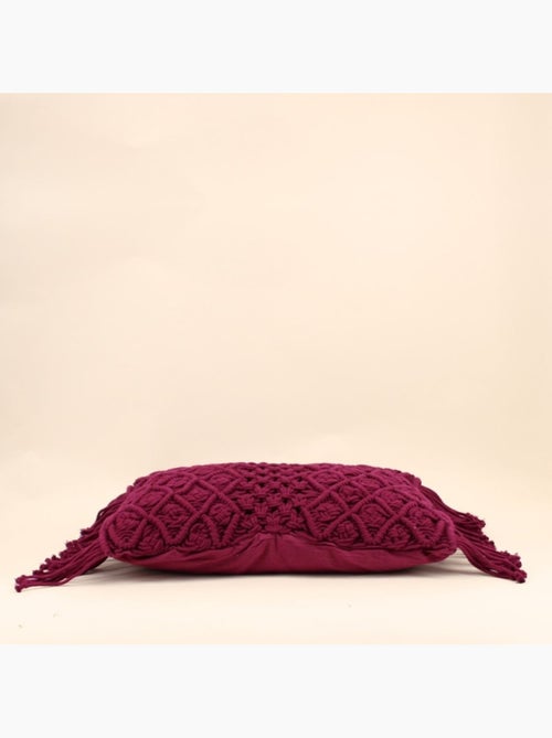 Coussin brodé avec franges rose 40x60cm - Kiabi