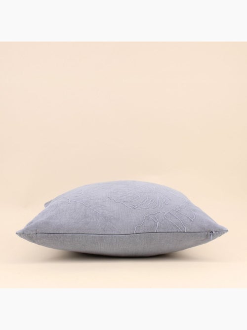 Coussin brodé feuillage avec lin gris 40x40cm - Kiabi Coussin brodé feuillage avec lin gris 40x40cm - Kiabi