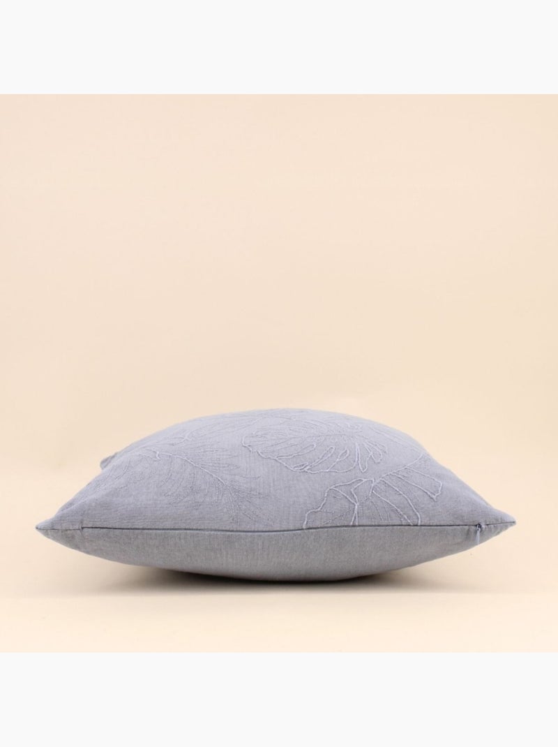 Coussin brodé feuillage avec lin gris 40x40cm Gris - Kiabi