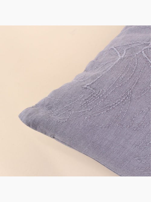Coussin brodé feuillage avec lin gris 40x40cm - Kiabi Coussin brodé feuillage avec lin gris 40x40cm - Kiabi