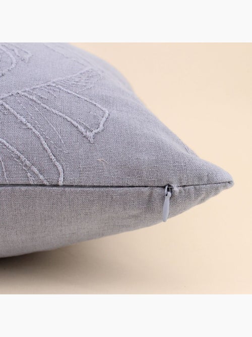 Coussin brodé feuillage avec lin gris 40x40cm - Kiabi Coussin brodé feuillage avec lin gris 40x40cm - Kiabi