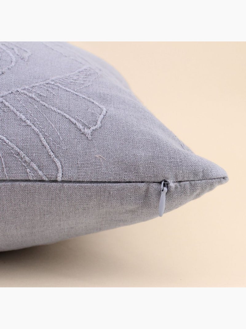 Coussin brodé feuillage avec lin gris 40x40cm Gris - Kiabi