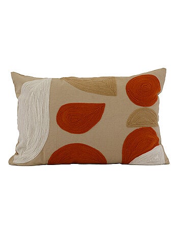 Coussin brodé motif abstrait