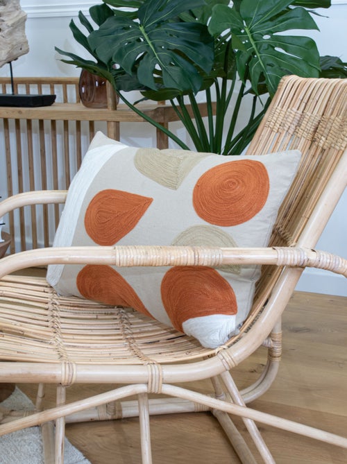 Coussin brodé motif abstrait - Kiabi