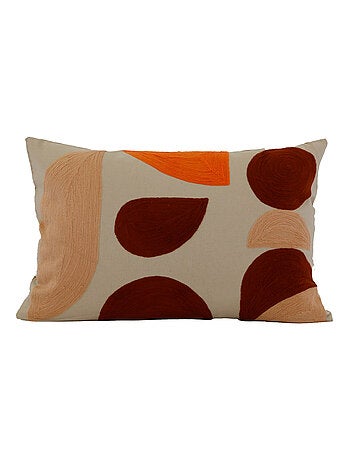 Coussin brodé motif abstrait