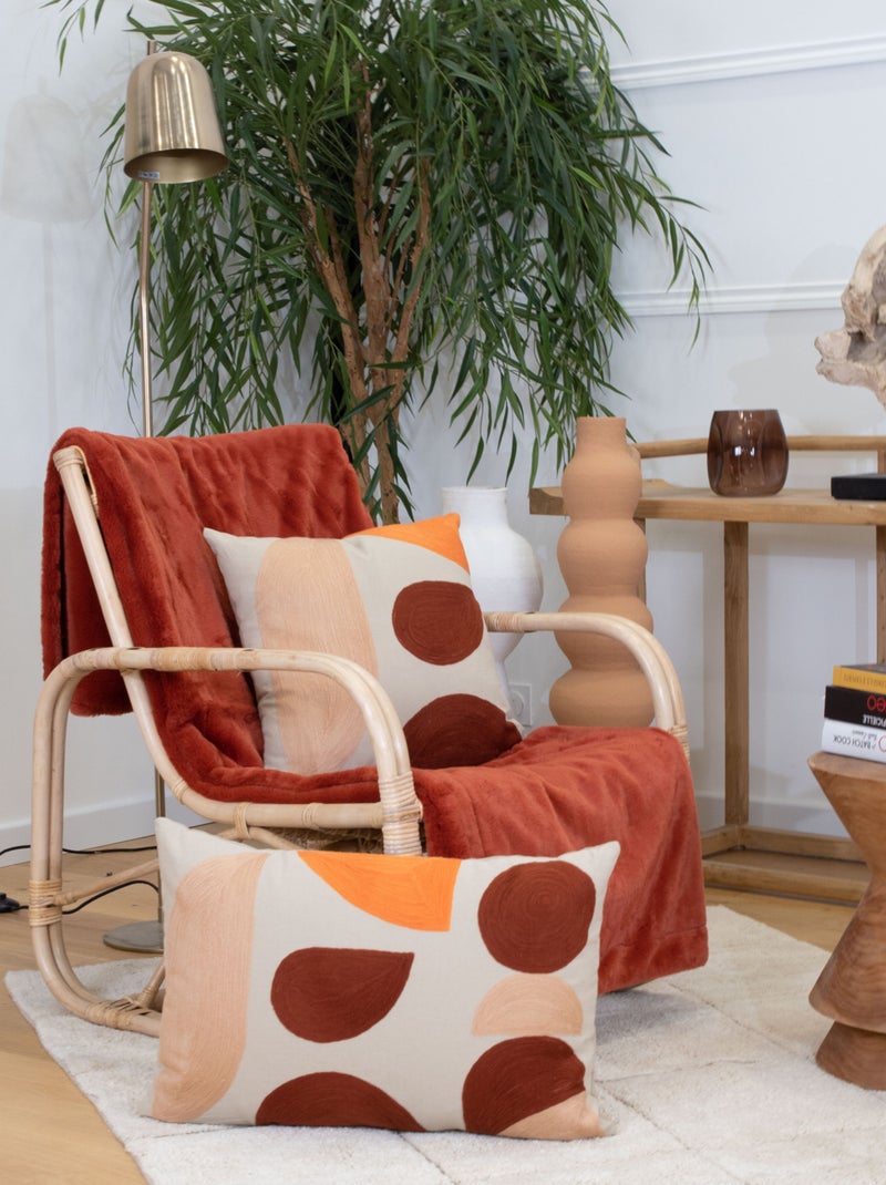 Coussin brodé motif abstrait Rouge brique - Kiabi