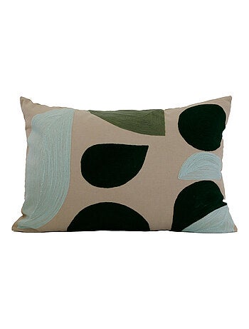 Coussin brodé motif abstrait