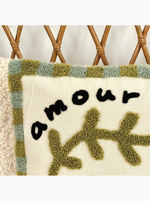 Coussin brodé motif coquelicot - Kiabi