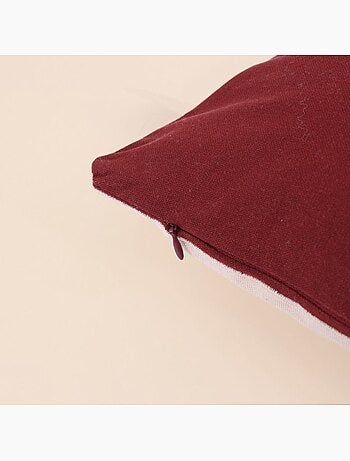 Coussin brodé motifs géométriques bordeaux, beige 30x50cm