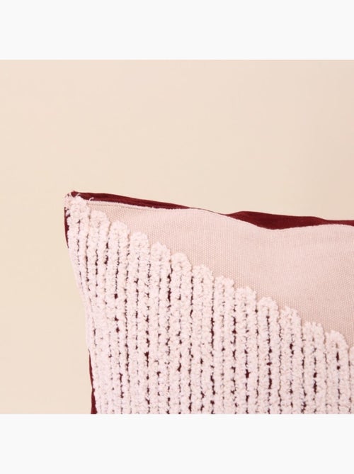 Coussin brodé motifs géométriques bordeaux, beige 30x50cm - Kiabi