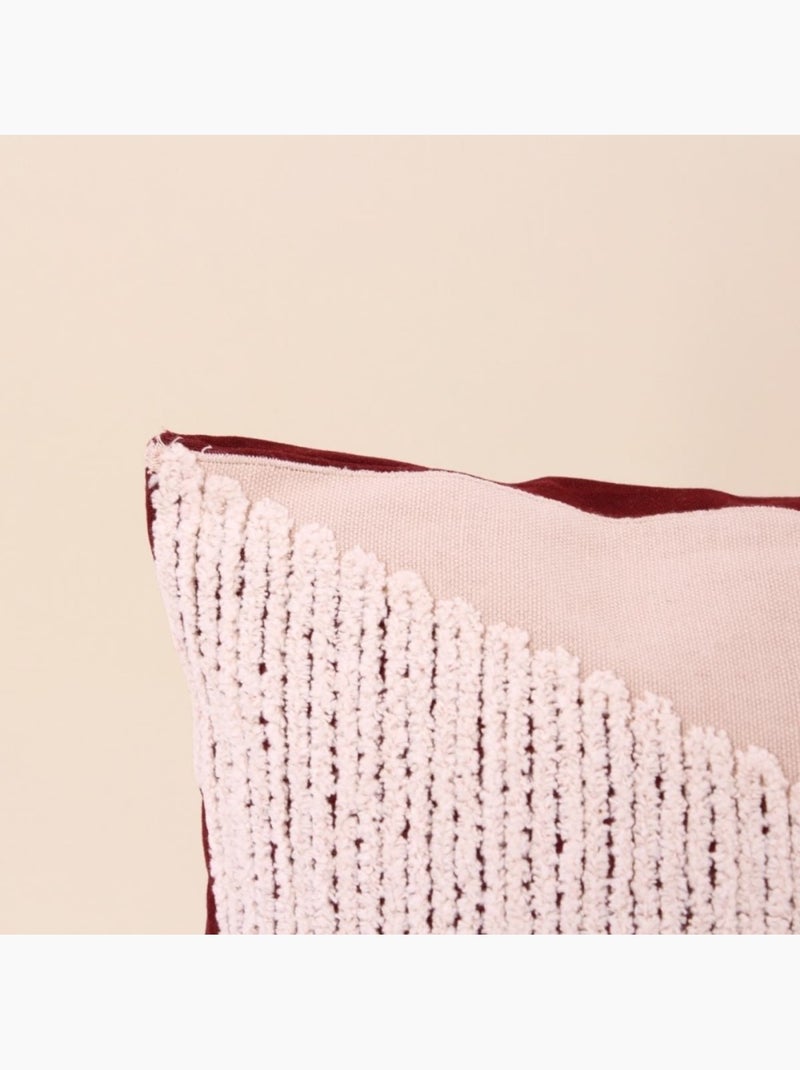 Coussin brodé motifs géométriques bordeaux, beige 30x50cm Bordeaux - Kiabi