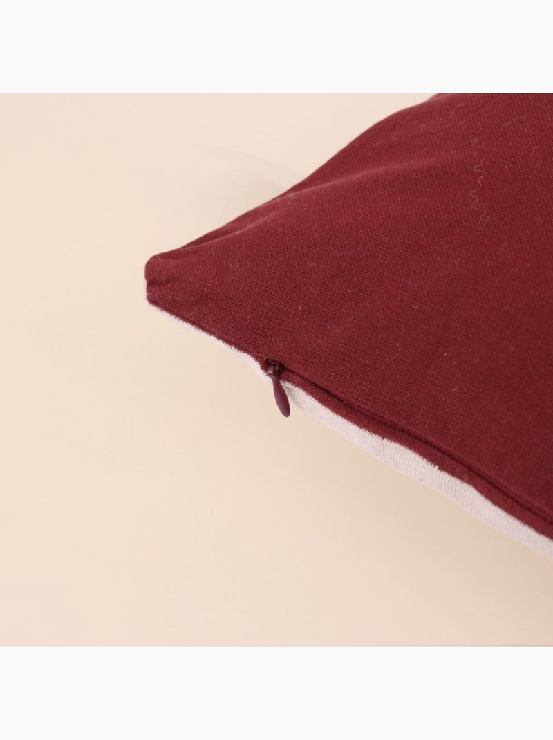 Coussin brodé motifs géométriques bordeaux, beige 30x50cm Bordeaux - Kiabi